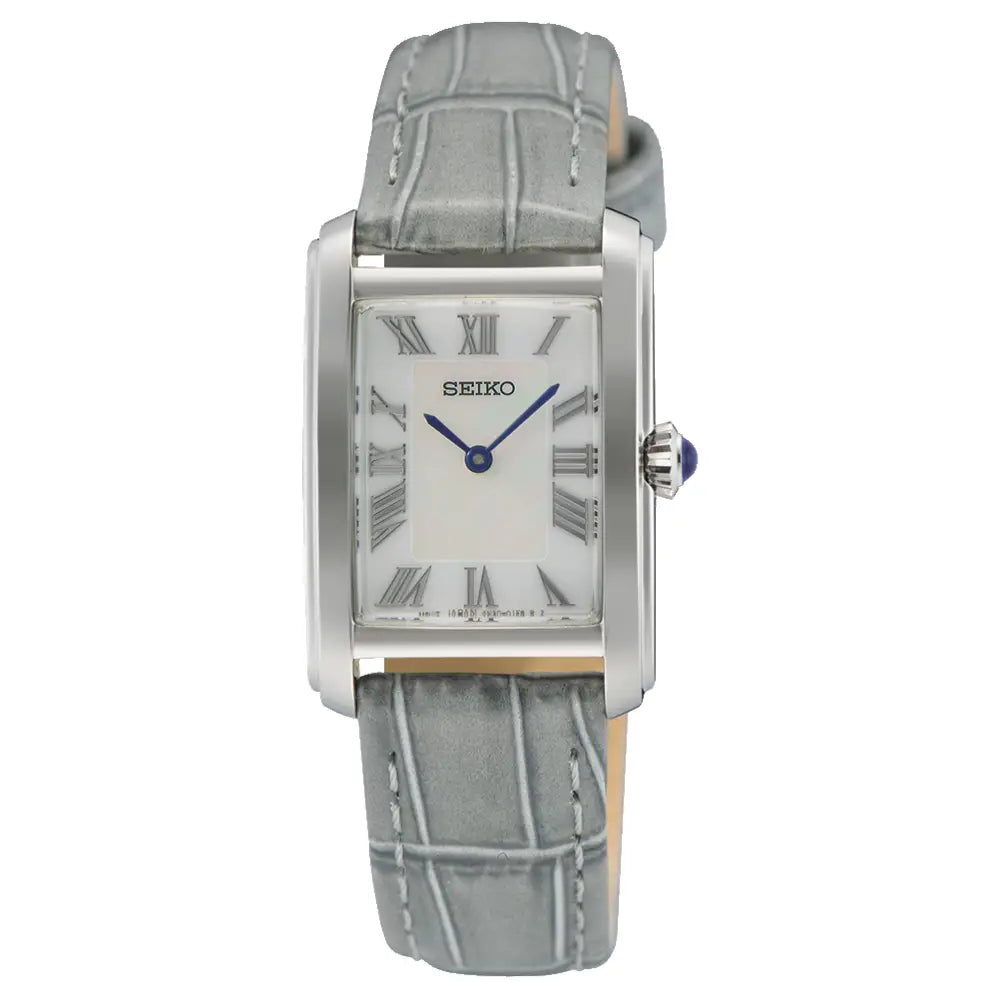 Seiko Classic SWR099P1 Quartz Mother-of-Pearl Dial Grey Leather Ladies Watch