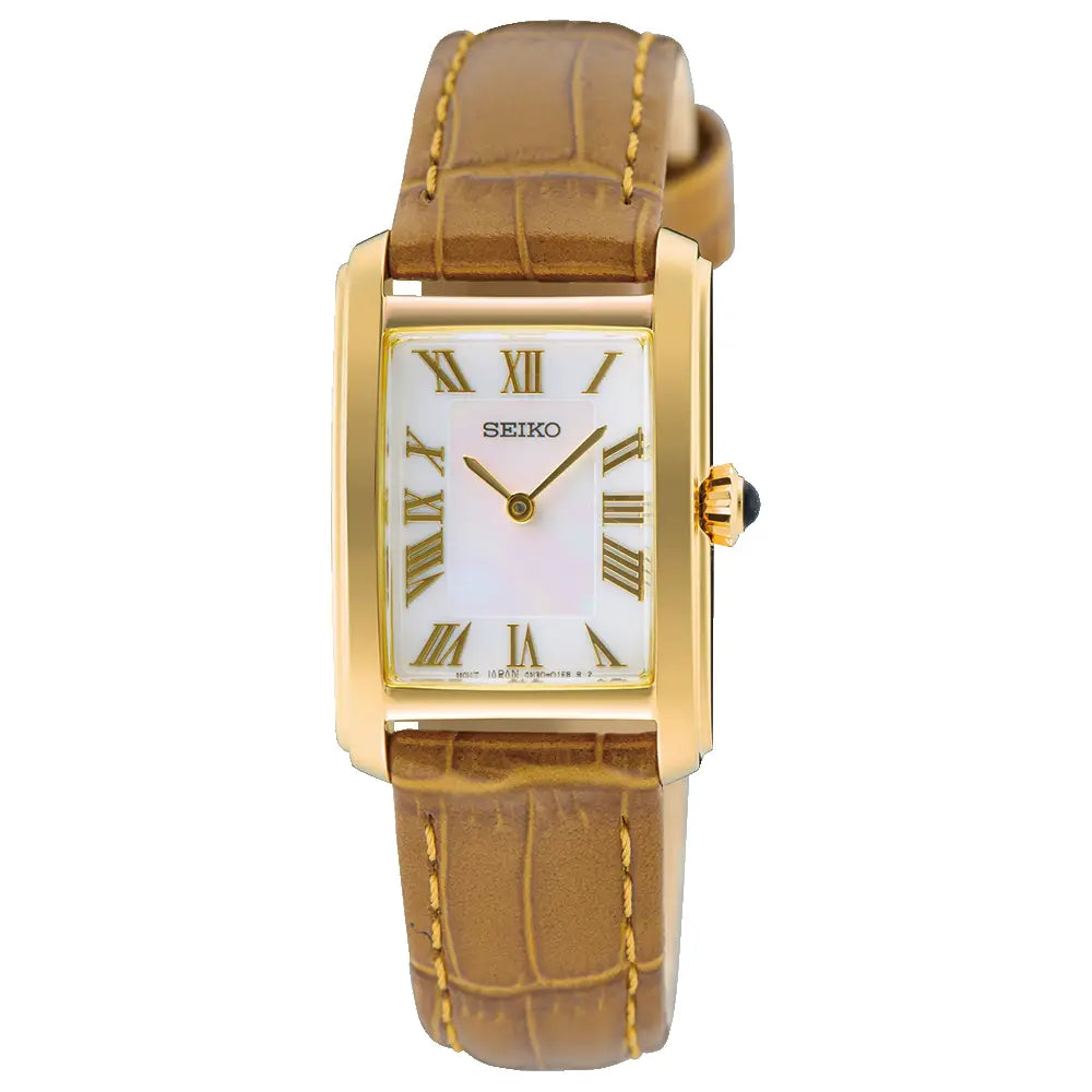 Seiko Classic SWR100P1 Quartz Mother-of-Pearl Dial Brown Leather Ladies Watch