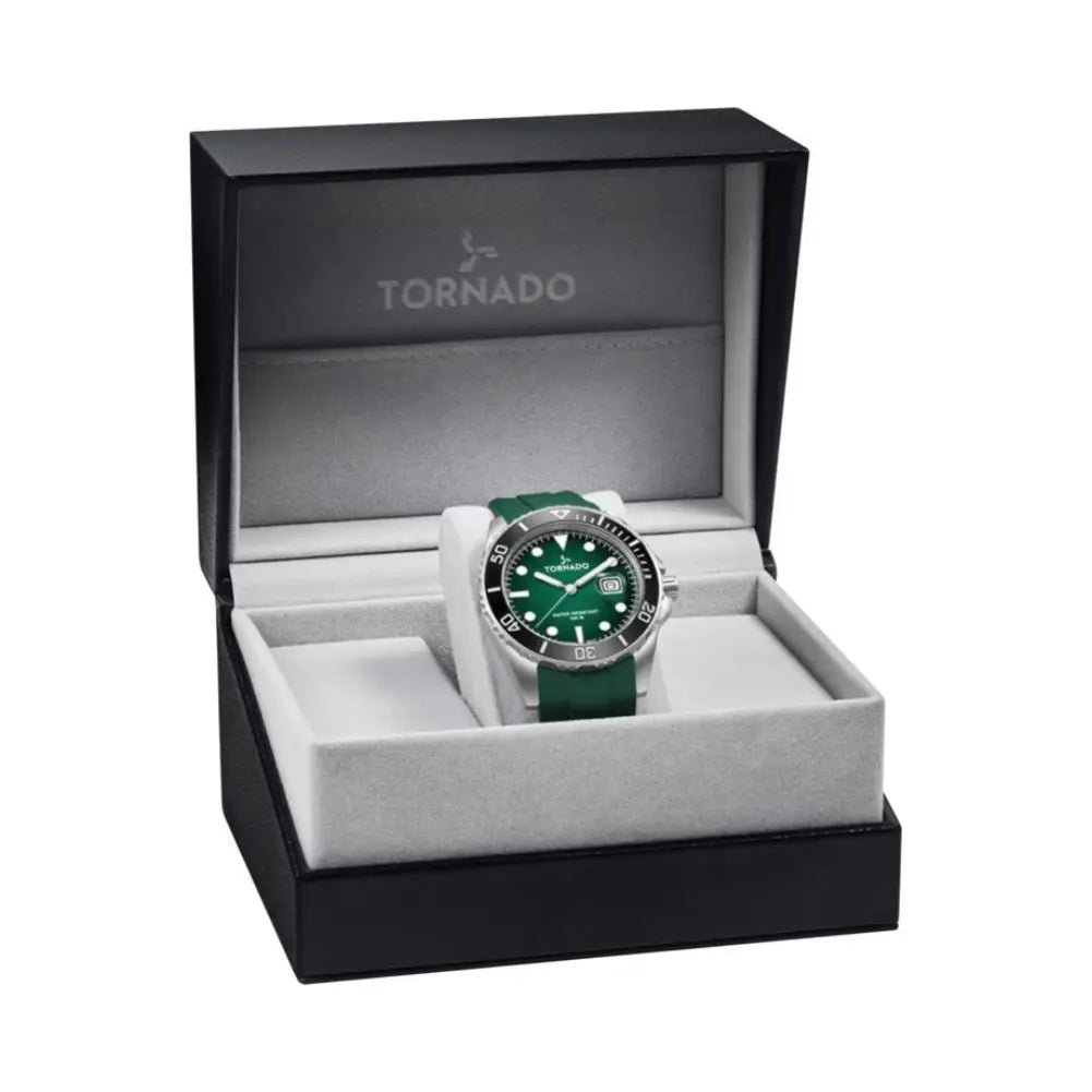 TORNADO Lumina T22001-SSHH Analog Quartz Green Dial Green Silicone Strap Men's Watch