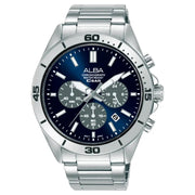 Alba-Alba Active AT3K79X1 Chronograph Quartz Blue Grey Dial Stainless Steel Men's Watch-Wristbear-1