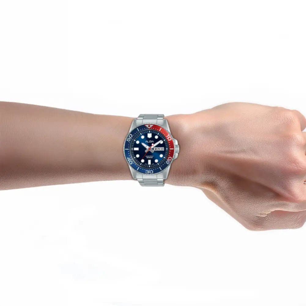Alba-Alba Active AV3593X1 Quartz Blue Dial Stainless Steel Bracelet Men's Watch-Wristbear-3