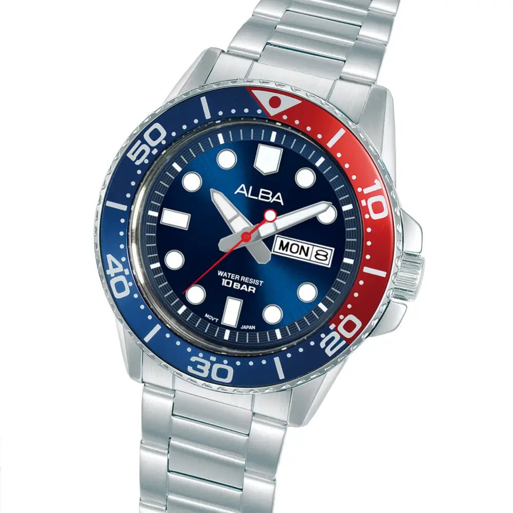 Alba-Alba Active AV3593X1 Quartz Blue Dial Stainless Steel Bracelet Men's Watch-Wristbear-2