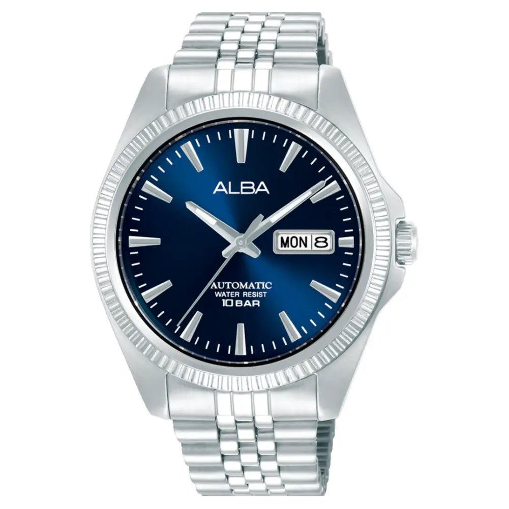 Alba-Alba AL4787X1 Automatic Blue Dial Stainless Steel Bracelet Men's Watch-Wristbear-1