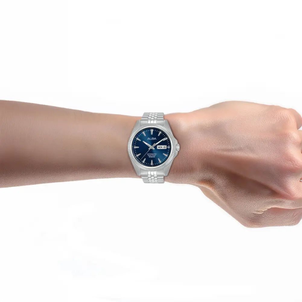 Alba-Alba AL4787X1 Automatic Blue Dial Stainless Steel Bracelet Men's Watch-Wristbear-3