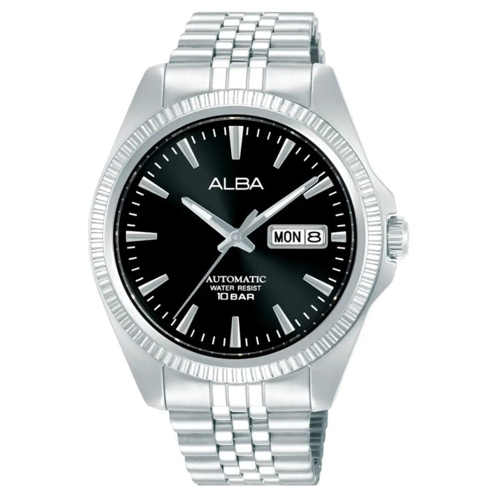 Alba-Alba AL4789X1 Automatic Black Dial Stainless Steel Bracelet Men's Watch-Wristbear-1