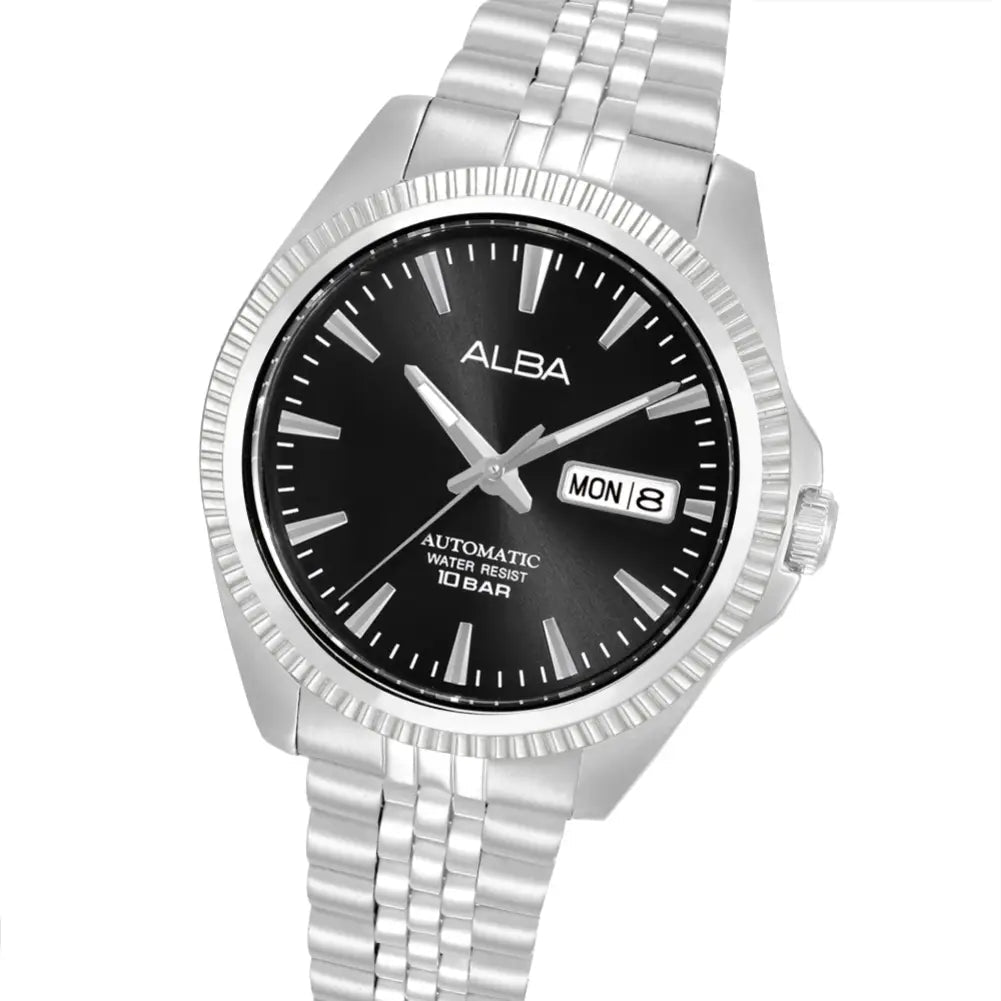 Alba-Alba AL4789X1 Automatic Black Dial Stainless Steel Bracelet Men's Watch-Wristbear-2
