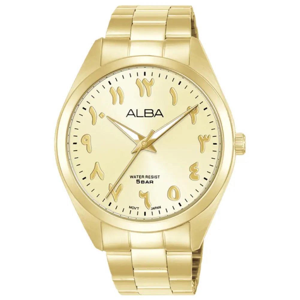 Alba-Alba ARX156X1 Standard Quartz Arabic Numerals Full Gold Stainless Steel Men's Watch-Wristbear-1
