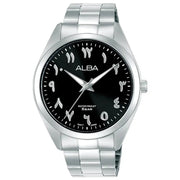 Alba-Alba ARX161X1 Standard Quartz Black Dial Arabic Numerals Stainless Steel Men's Watch-Wristbear-1