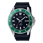 Casio Duro MDV-106B-1A3 Diver Quartz Black Dial Green Bezel Resin Strap Men's Watch - Wristbear-1