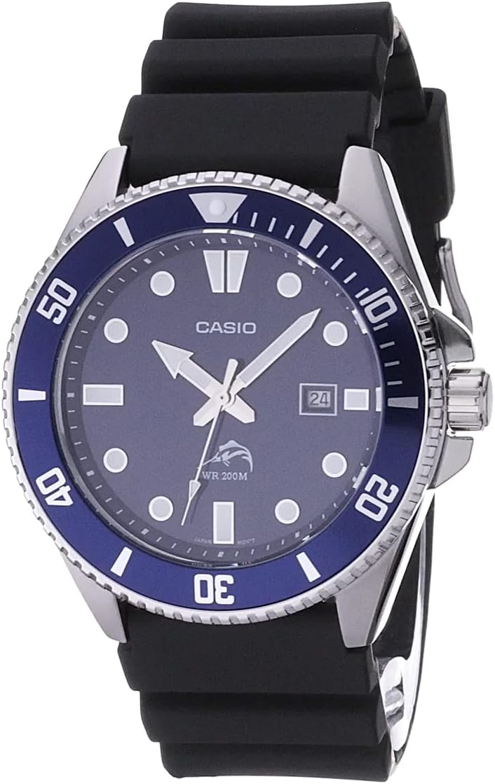 Casio Duro MDV-106B-2A Diver Quartz Blue Dial Resin Strap Men's Watch - Wristbear-2