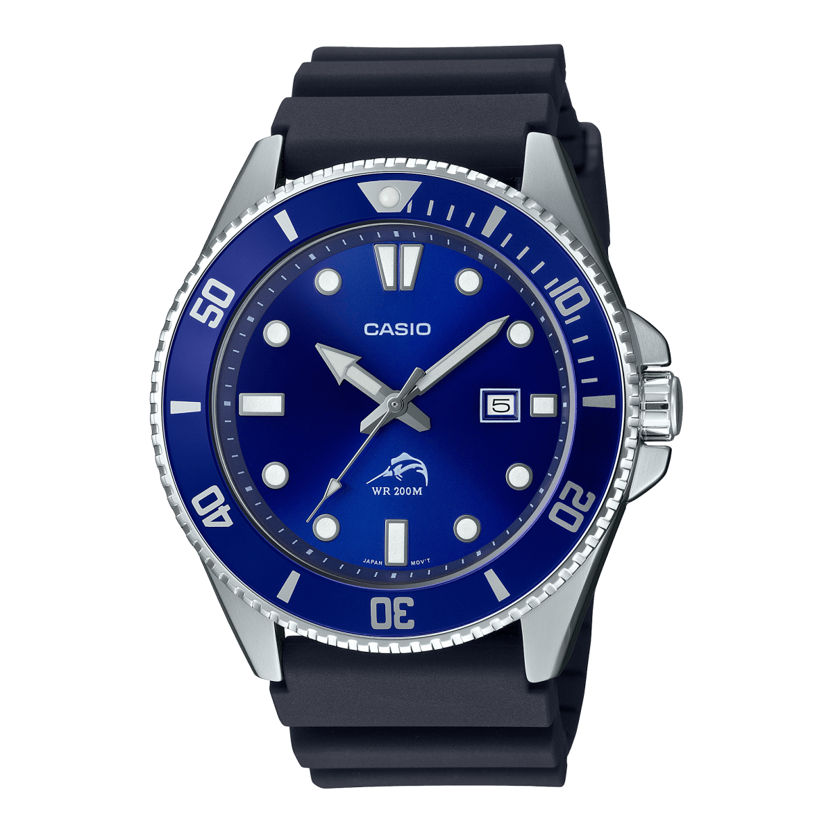 Casio Duro MDV-106B-2A Diver Quartz Blue Dial Resin Strap Men's Watch - Wristbear-1