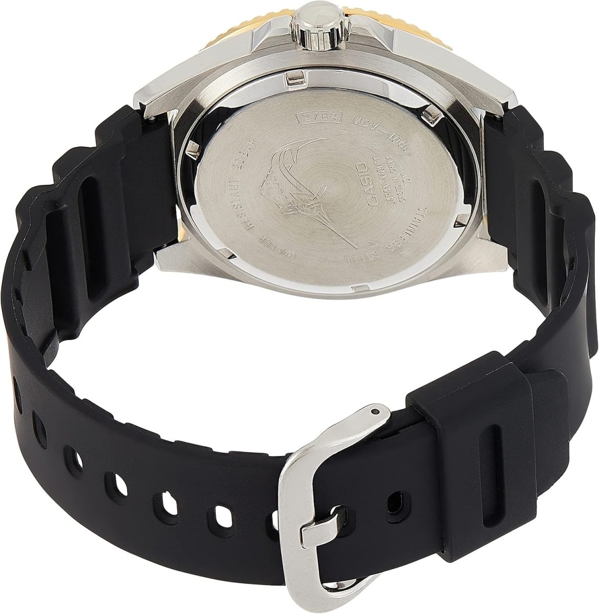 Casio Duro MDV-106G-1AV Diver Quartz Black Dial Gold Bezel Resin Strap Men's Watch - Wristbear-3
