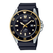 Casio Duro MDV-106G-1AV Diver Quartz Black Dial Gold Bezel Resin Strap Men's Watch - Wristbear-1