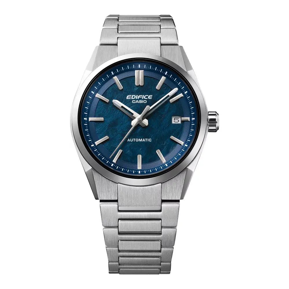 Casio-Casio Edifice Automatic EFK-110D-2A Textured Blue Dial Stainless Steel Men's Watch-Wristbear-3