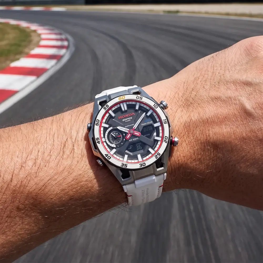 Casio-Casio Edifice ECB-2300HR-1A Honda 60th Anniversary Tough Solar Bluetooth Leather Strap Men's Watch-Wristbear-2