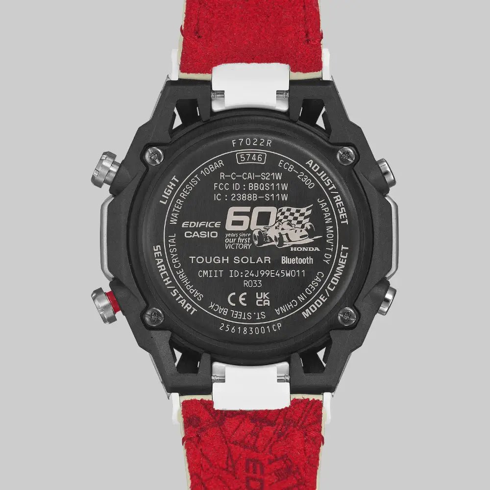 Casio-Casio Edifice ECB-2300HR-1A Honda 60th Anniversary Tough Solar Bluetooth Leather Strap Men's Watch-Wristbear-6