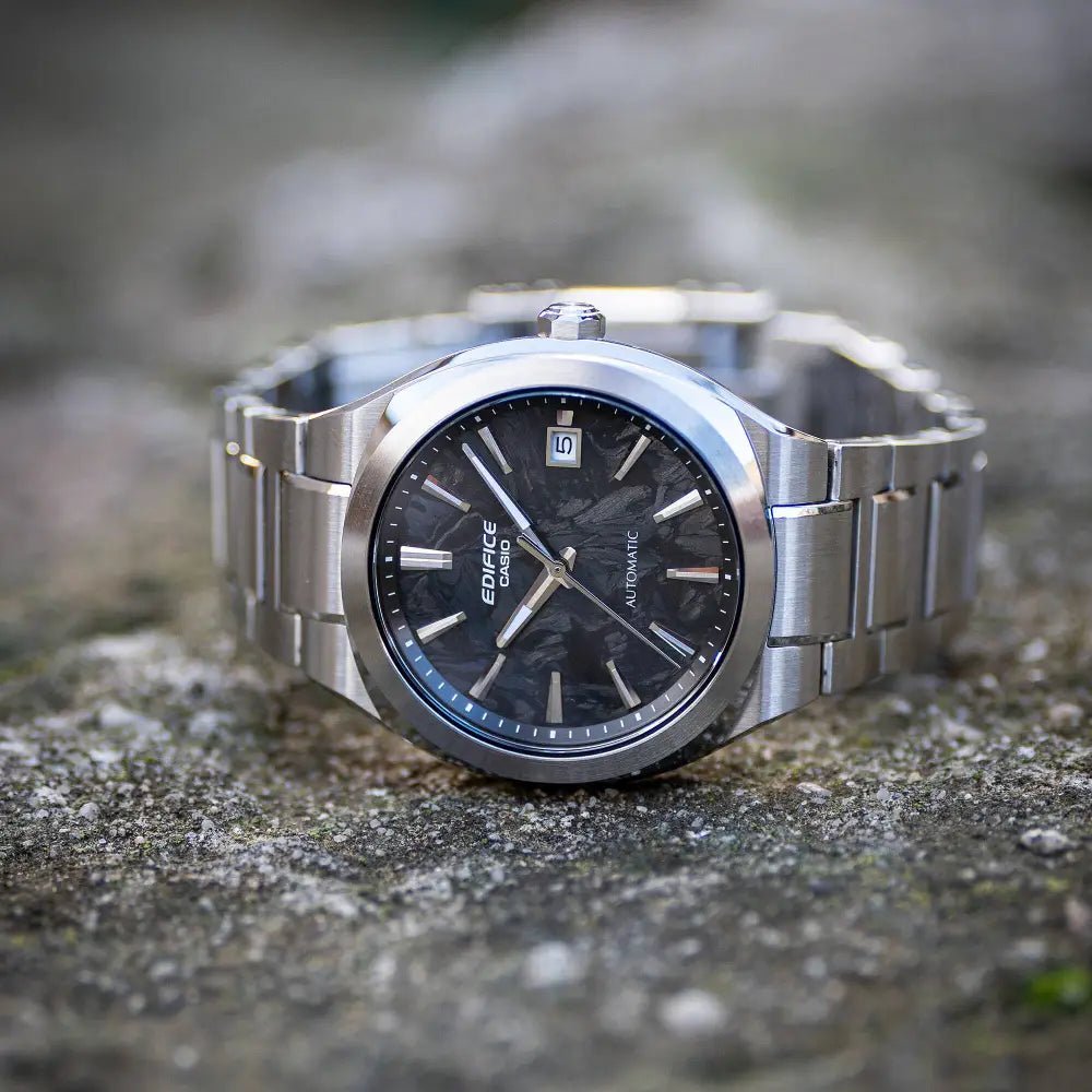 Casio-Casio Edifice EFK-200CD-1A Automatic Forged Carbon Black Dial Stainless Steel Men's Watch-Wristbear-4