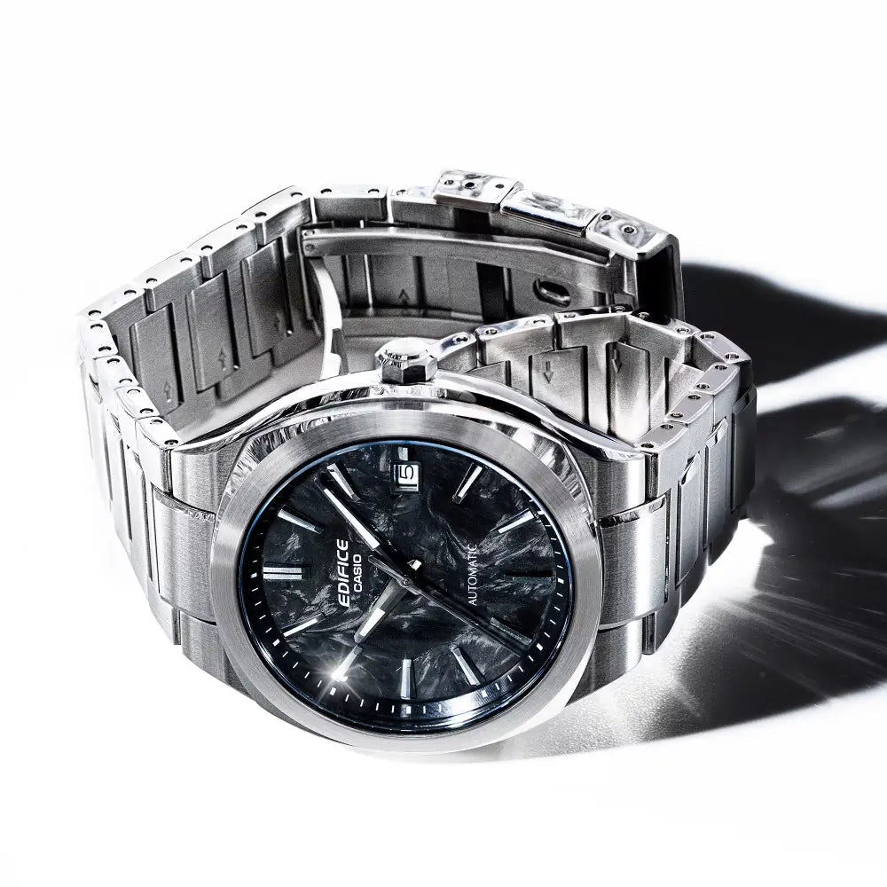 Casio-Casio Edifice EFK-200CD-1A Automatic Forged Carbon Black Dial Stainless Steel Men's Watch-Wristbear-5