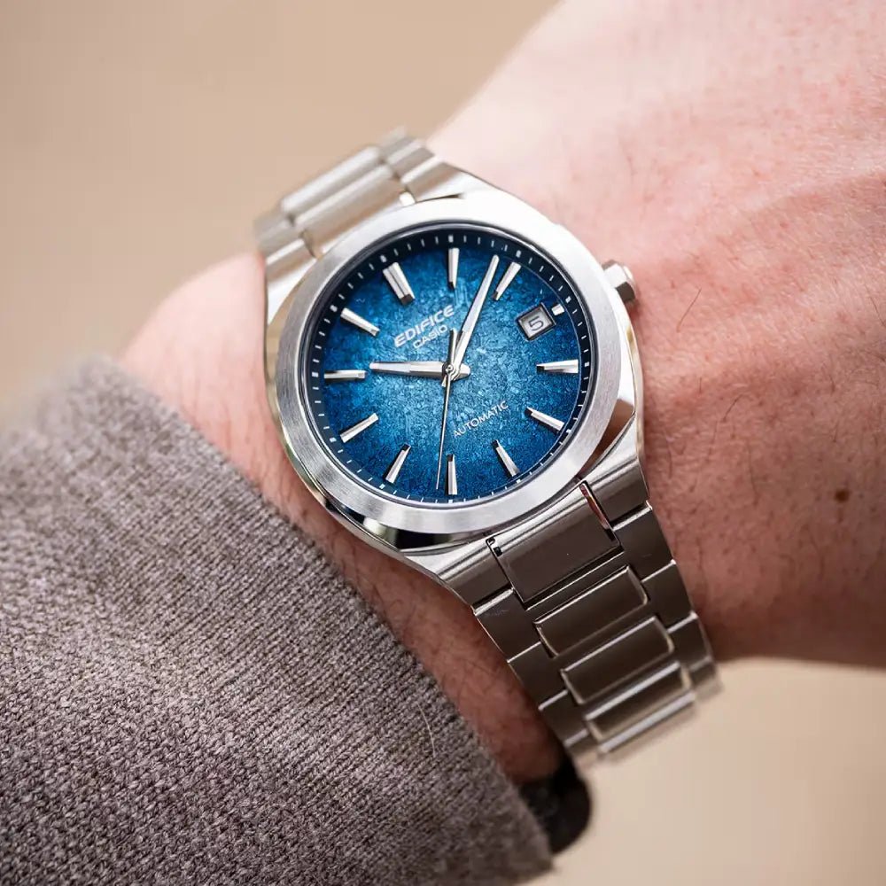 Casio-Casio Edifice EFK-200D-2A Automatic Blue Dial Stainless Steel Sapphire Men's Watch-Wristbear-2