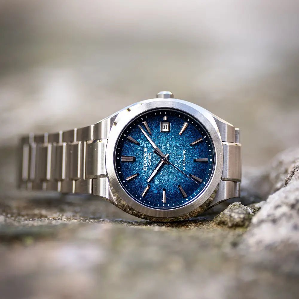 Casio-Casio Edifice EFK-200D-2A Automatic Blue Dial Stainless Steel Sapphire Men's Watch-Wristbear-3