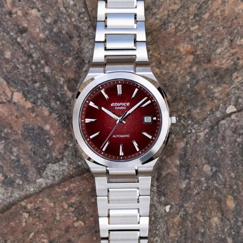 Casio-Casio Edifice EFK-200D-4A Automatic Red Dial Stainless Steel Sapphire Men's Watch-Wristbear-3