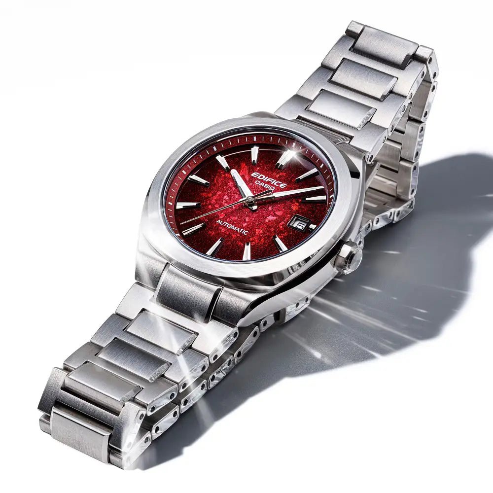 Casio-Casio Edifice EFK-200D-4A Automatic Red Dial Stainless Steel Sapphire Men's Watch-Wristbear-4