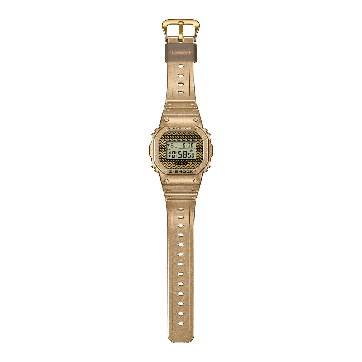 Casio G-Shock DWE-5600HG-1D Gold Chain Digital Gold Dial Resin Watch with Interchangeable Bezel and Band Sets - Wristbear-2
