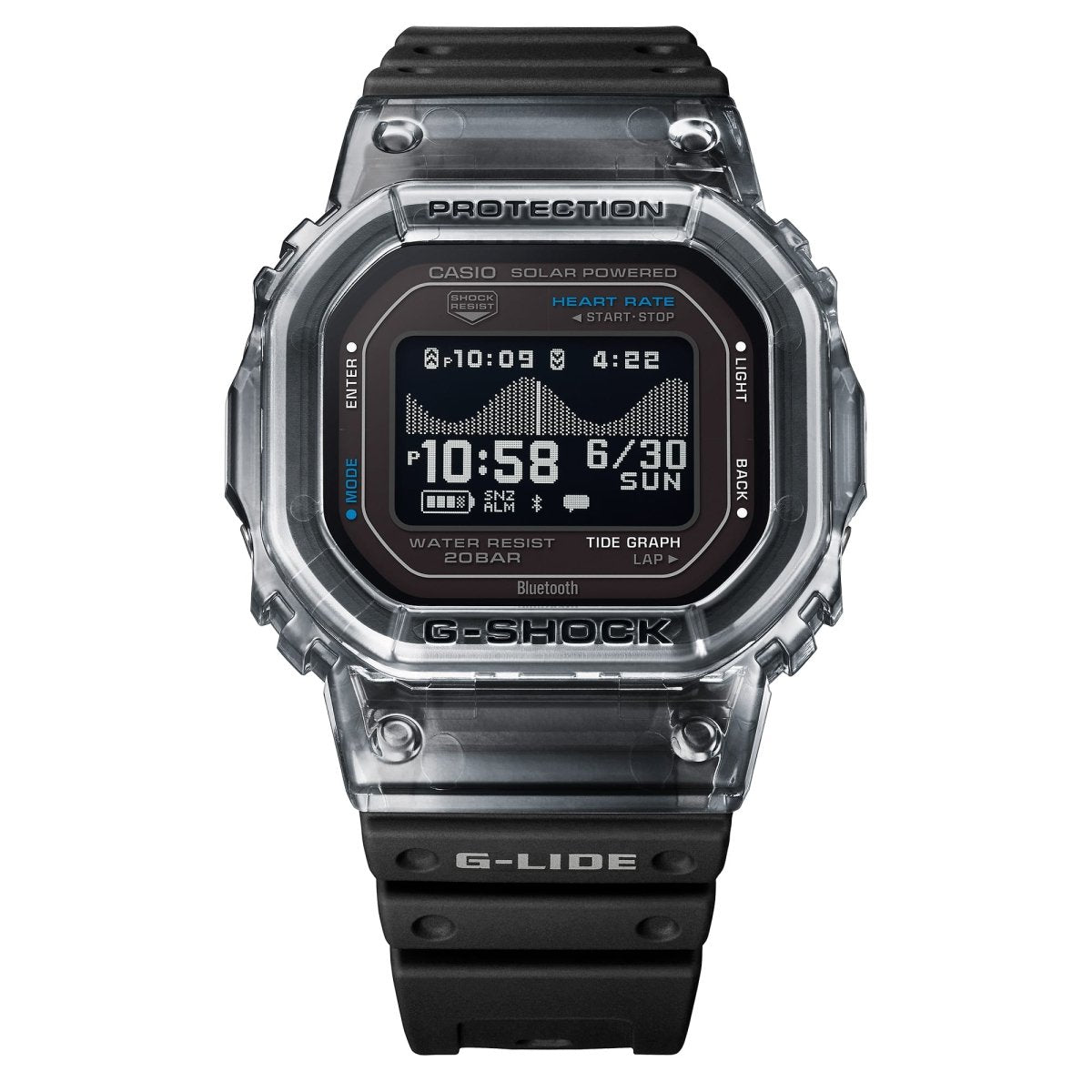 Casio G-Shock G-Lide GBX-H5600-1D Heart Rate Bluetooth Solar-Assisted Digital Black Watch - Wristbear-2