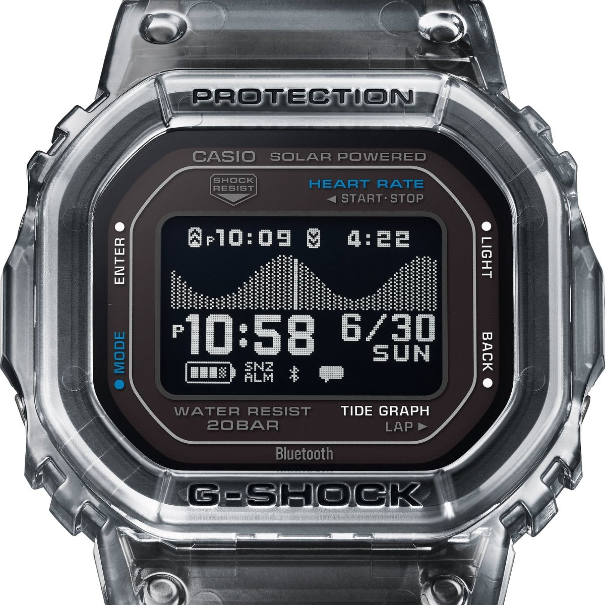 Casio G-Shock G-Lide GBX-H5600-1D Heart Rate Bluetooth Solar-Assisted Digital Black Watch - Wristbear-3
