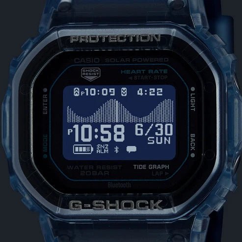 Casio-Casio G-Shock G-Lide GBX-H5600-2D Heart Rate Bluetooth Solar-Assisted Digital Blue Watch-Wristbear-9