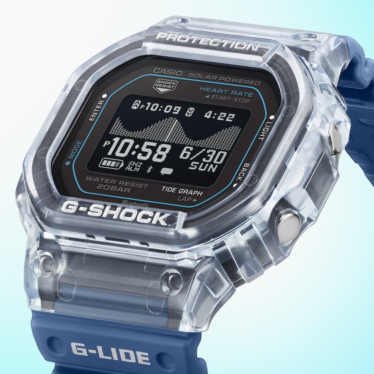 Casio G-Shock G-Lide GBX-H5600-2D Heart Rate Bluetooth Solar-Assisted Digital Blue Watch - Wristbear-2