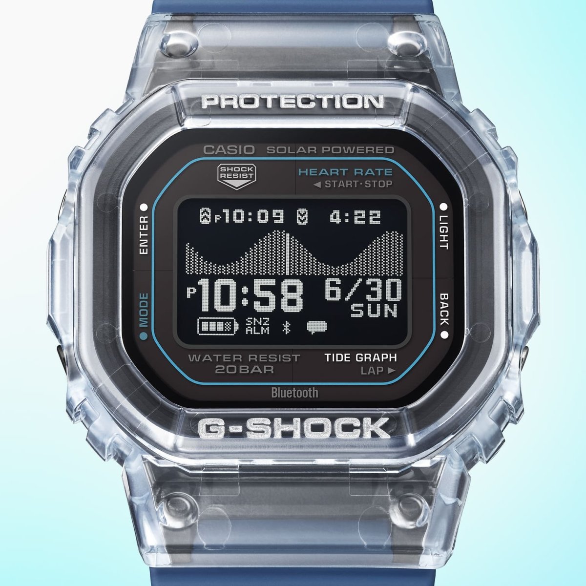 Casio G-Shock G-Lide GBX-H5600-2D Heart Rate Bluetooth Solar-Assisted Digital Blue Watch - Wristbear-4