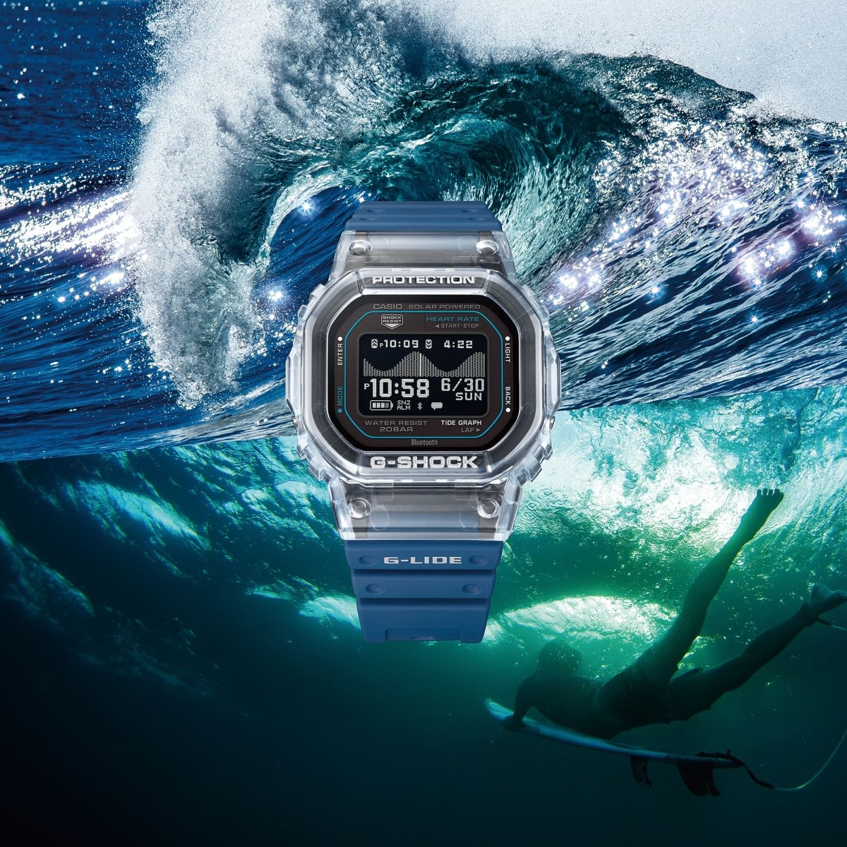 Casio G-Shock G-Lide GBX-H5600-2D Heart Rate Bluetooth Solar-Assisted Digital Blue Watch - Wristbear-3