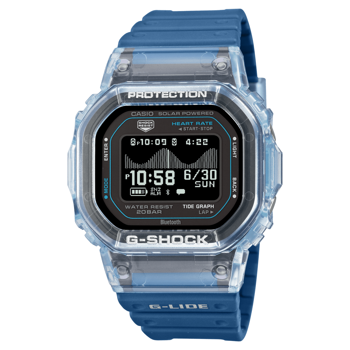 Casio G-Shock G-Lide GBX-H5600-2D Heart Rate Bluetooth Solar-Assisted Digital Blue Watch - Wristbear-1