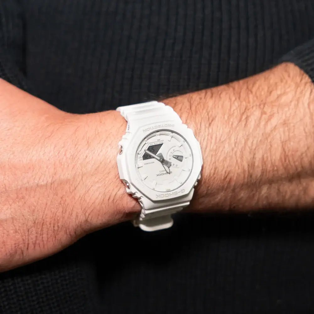 Casio-Casio G-Shock GA-2100-7A7 Carbon Core Guard Analog-Digital White Dial Watch-Wristbear-5