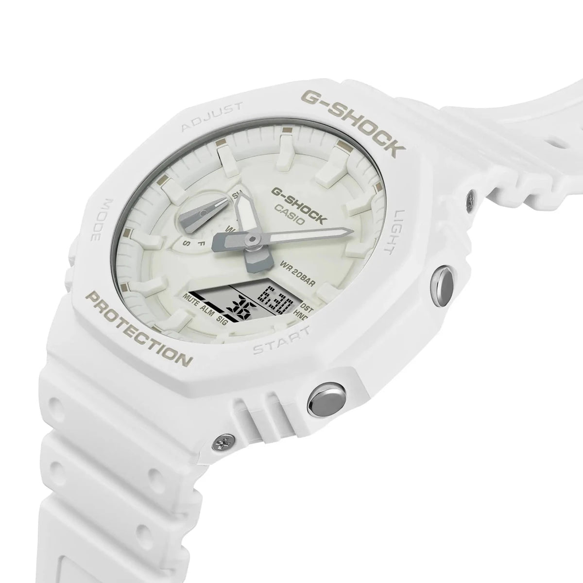 Casio-Casio G-Shock GA-2100-7A7 Carbon Core Guard Analog-Digital White Dial Watch-Wristbear-4