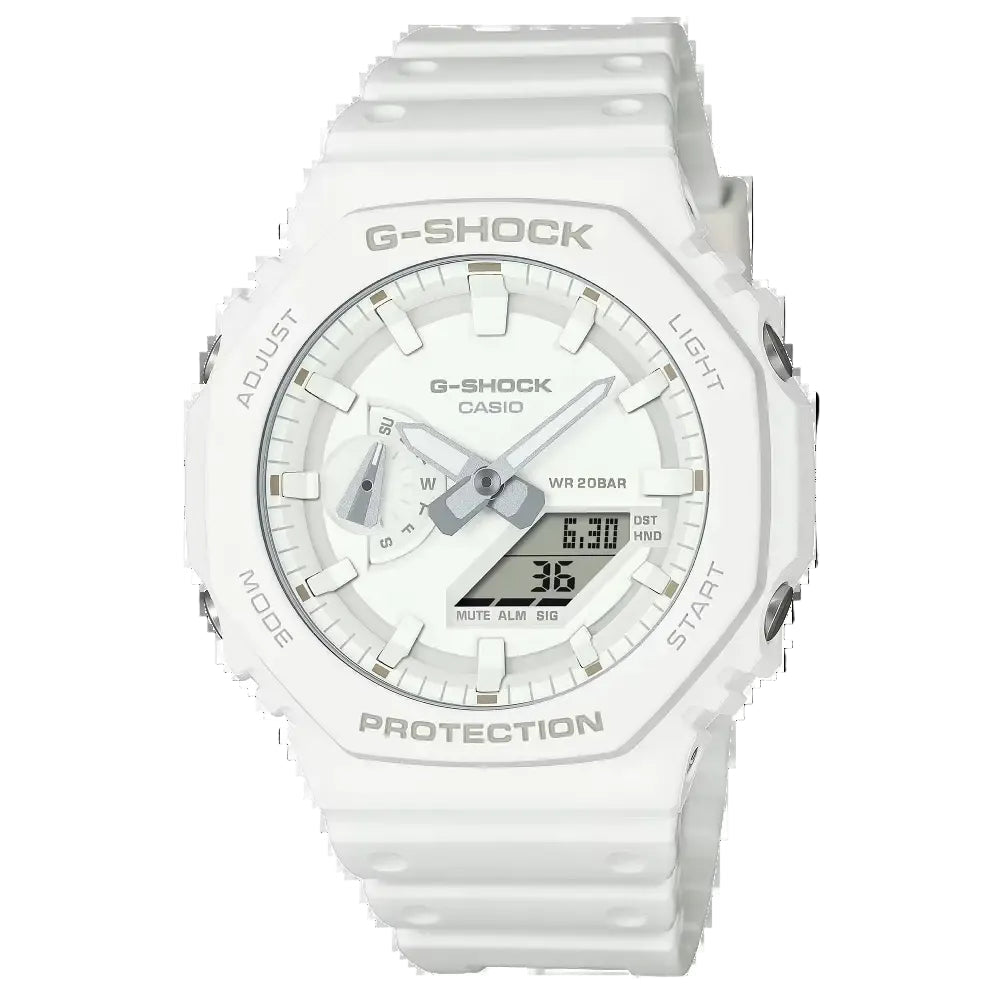 Casio-Casio G-Shock GA-2100-7A7 Carbon Core Guard Analog-Digital White Dial Watch-Wristbear-1