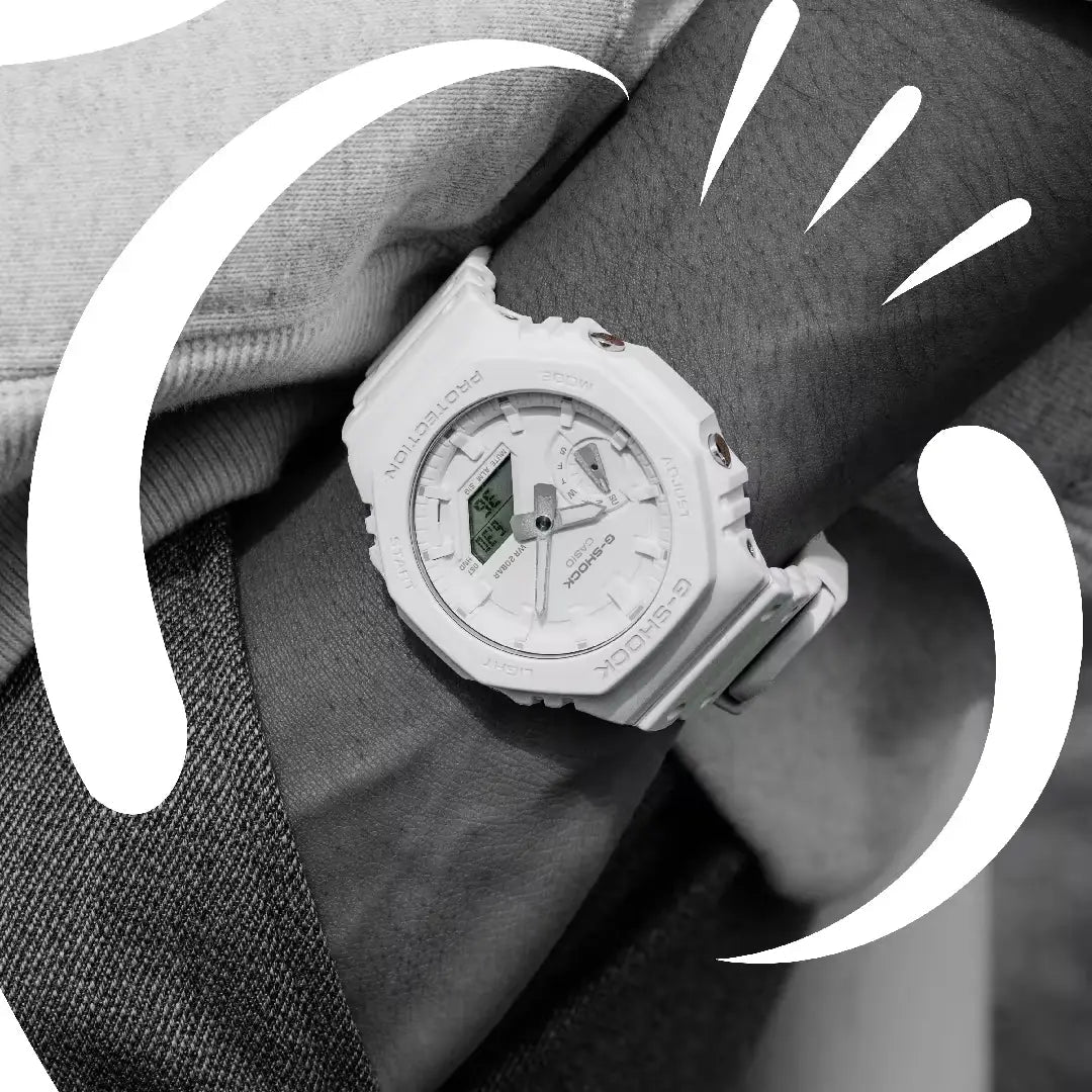 Casio-Casio G-Shock GA-2100-7A7 Carbon Core Guard Analog-Digital White Dial Watch-Wristbear-2