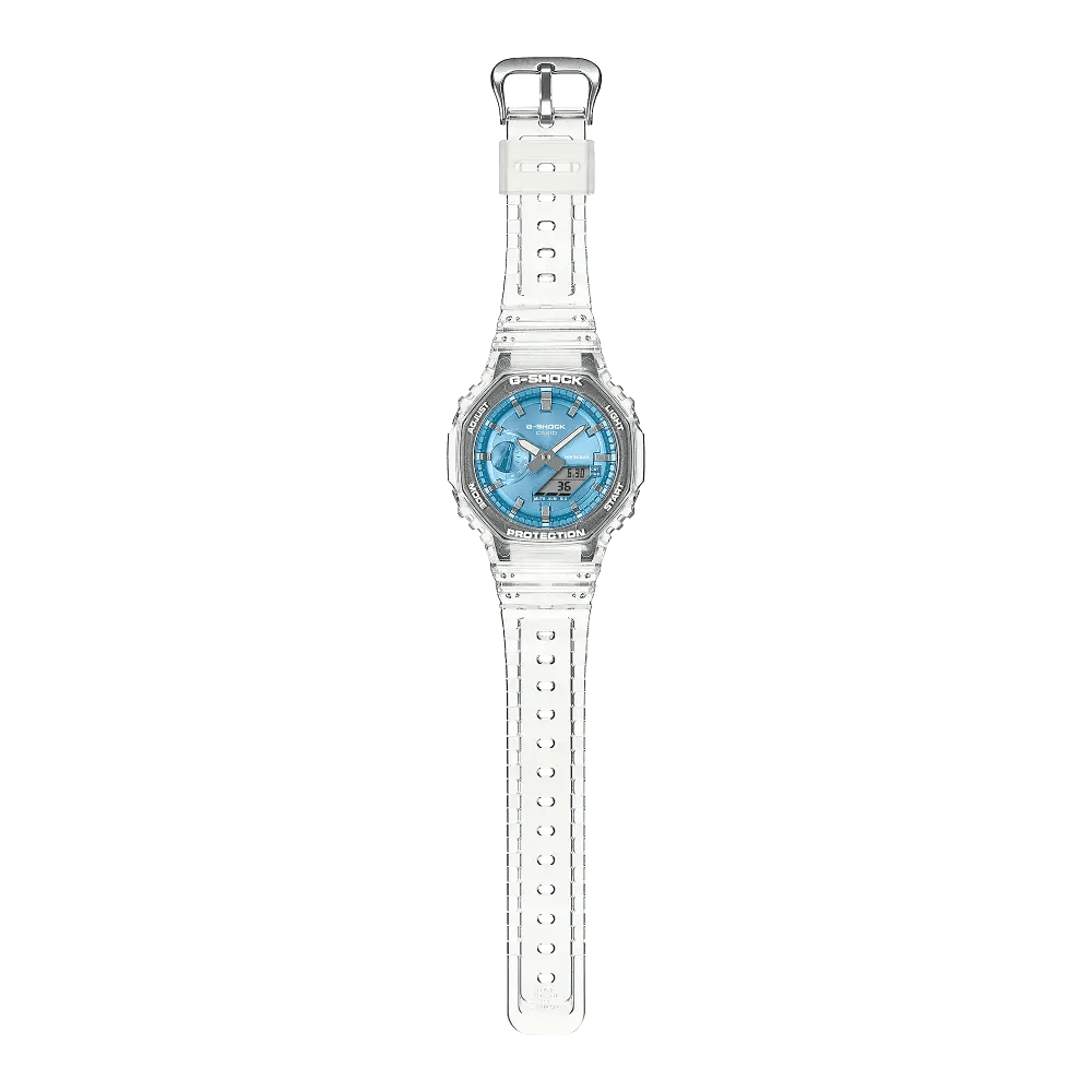 Casio-Casio G-Shock GA-2100BM-7A2 Carbon Core Guard Analog-Digital Sky Blue Metallic Dial Men's Watch-Wristbear-5