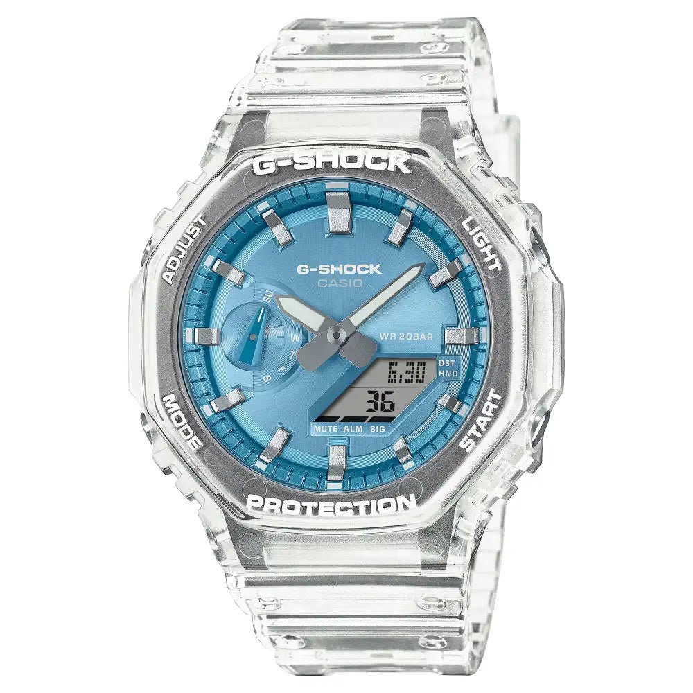 Casio-Casio G-Shock GA-2100BM-7A2 Carbon Core Guard Analog-Digital Sky Blue Metallic Dial Men's Watch-Wristbear-1