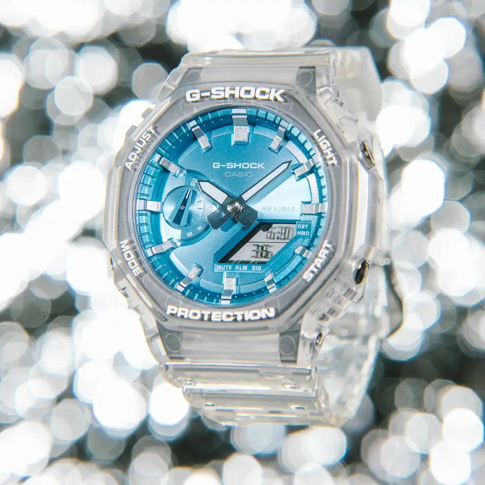 Casio-Casio G-Shock GA-2100BM-7A2 Carbon Core Guard Analog-Digital Sky Blue Metallic Dial Men's Watch-Wristbear-3