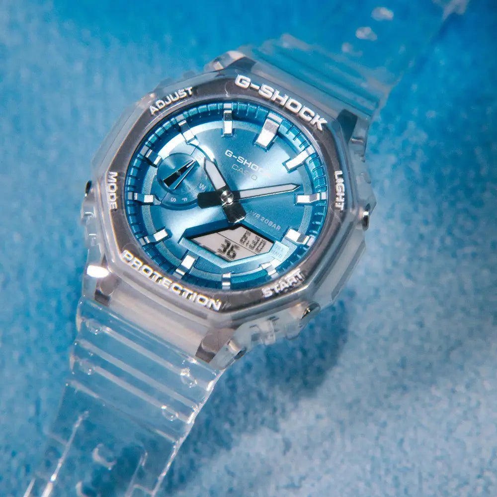 Casio-Casio G-Shock GA-2100BM-7A2 Carbon Core Guard Analog-Digital Sky Blue Metallic Dial Men's Watch-Wristbear-4