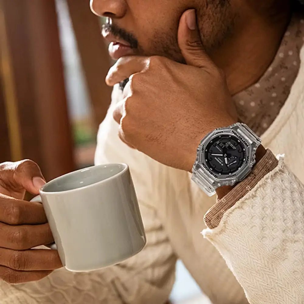 Casio-Casio G-Shock GA-2100SKE-7A Carbon Core Guard Analog-Digital Black Dial Men's Watch-Wristbear-3