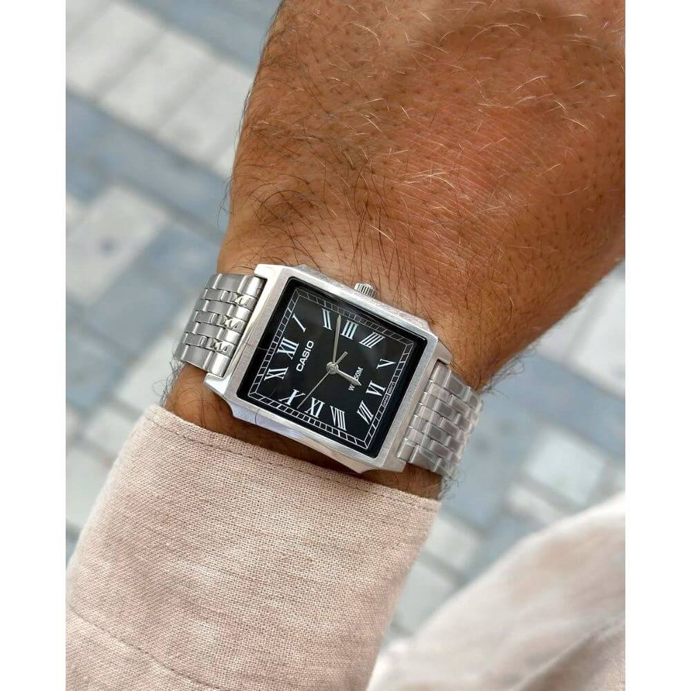 Casio-Casio MTP-B190D-1BV Classic Stainless Steel Men's Watch Silver-Wristbear-4