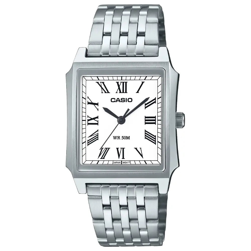 Casio-Casio MTP-B190D-7BV Classic Analog Silver Dial Stainless Steel Men's Watch-Wristbear-1