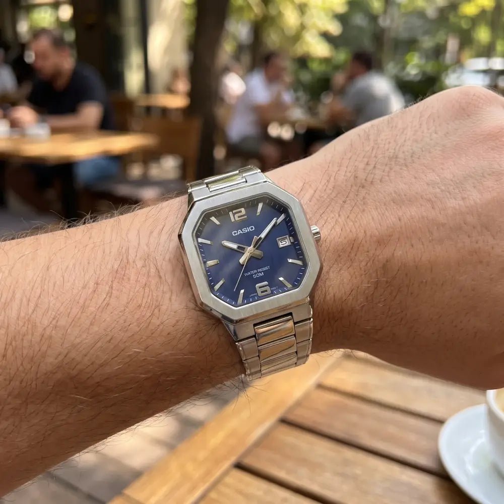 Casio-Casio MTP-B195D-2A Quartz Blue Dial Stainless Steel Men's Watch-Wristbear-2