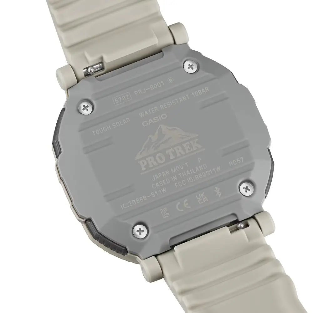 Casio-Casio Pro Trek PRJ-B001-7 Men's Tough Solar Bluetooth Off-White Resin Band Watch-Wristbear-6
