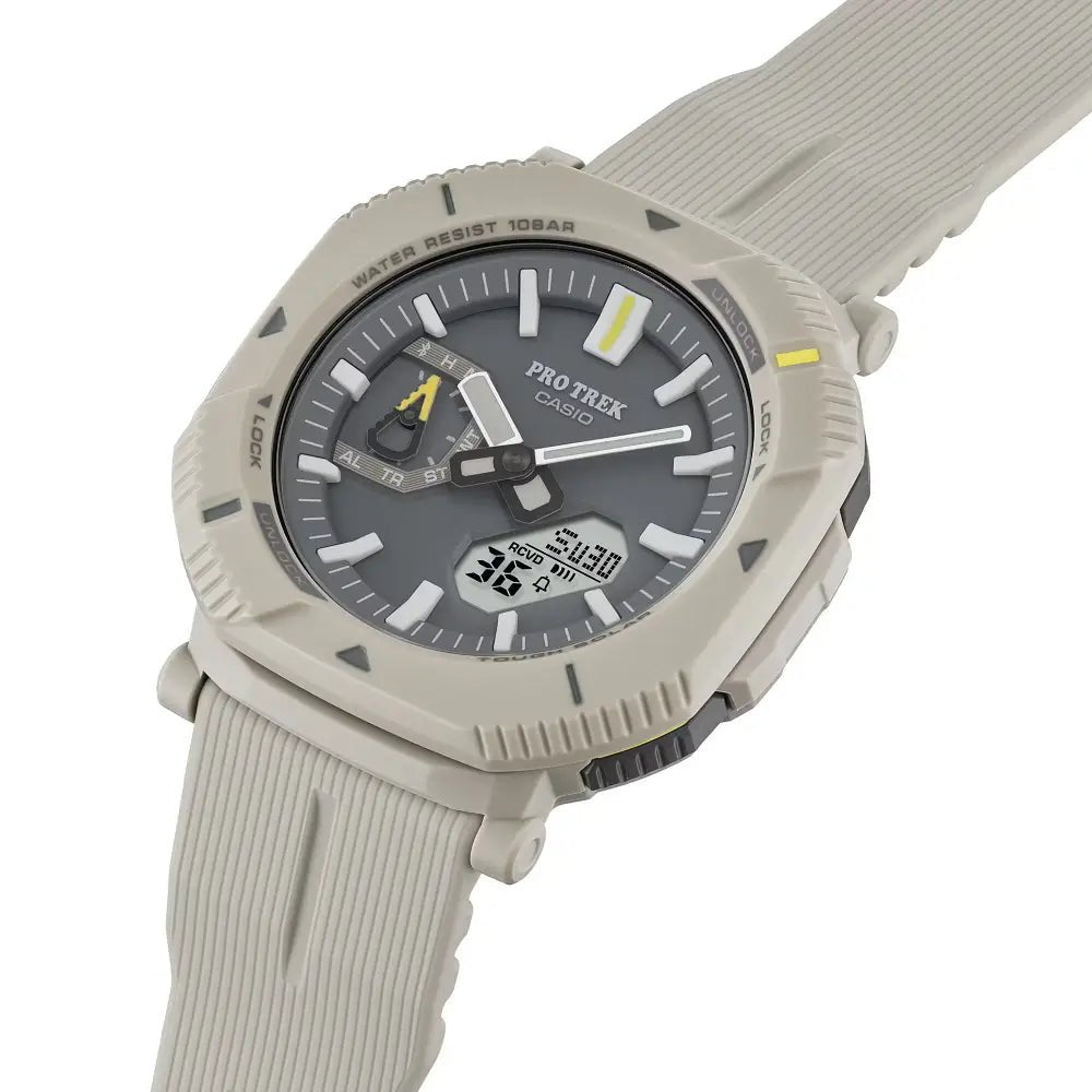 Casio-Casio Pro Trek PRJ-B001-7 Men's Tough Solar Bluetooth Off-White Resin Band Watch-Wristbear-5