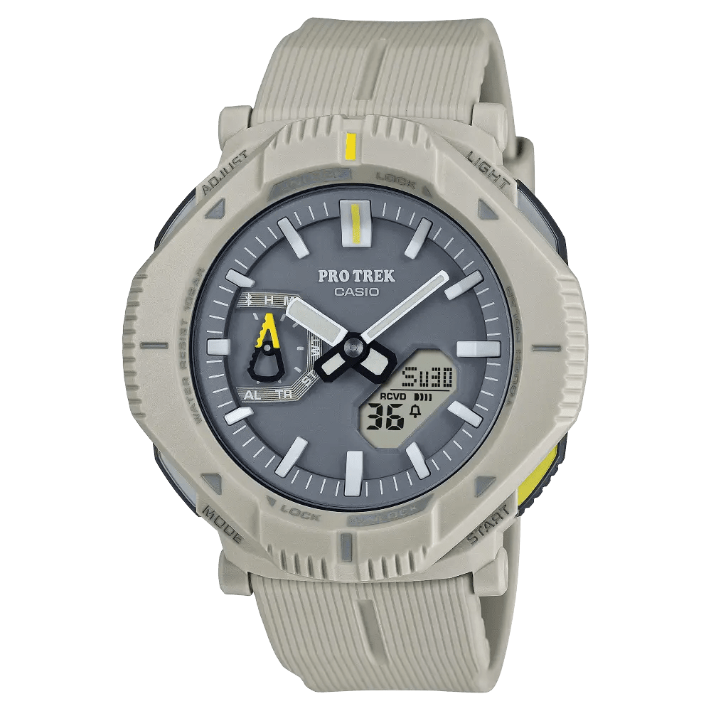 Casio-Casio Pro Trek PRJ-B001-7 Men's Tough Solar Bluetooth Off-White Resin Band Watch-Wristbear-4