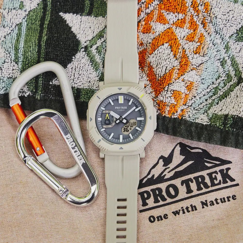 Casio-Casio Pro Trek PRJ-B001-7 Men's Tough Solar Bluetooth Off-White Resin Band Watch-Wristbear-3
